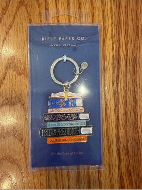 NWT Rifle Paper Co. "For the Love of Books" Enamel Keychain